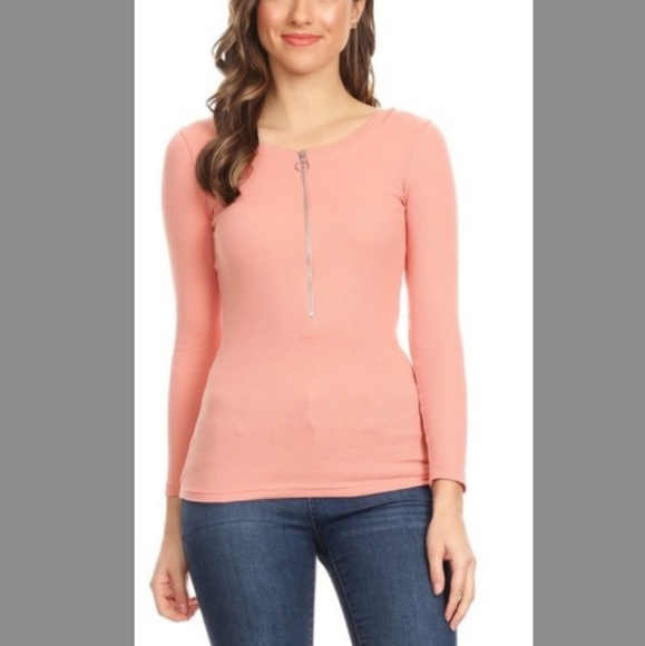 Tops - long sleeve zipper fitted solid sexy shirt top